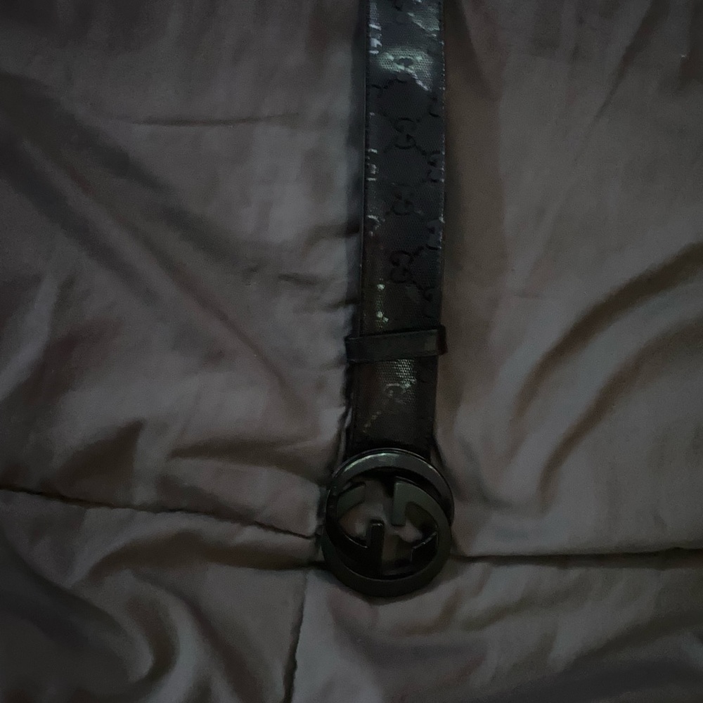 Gucci Black Monogram Belt